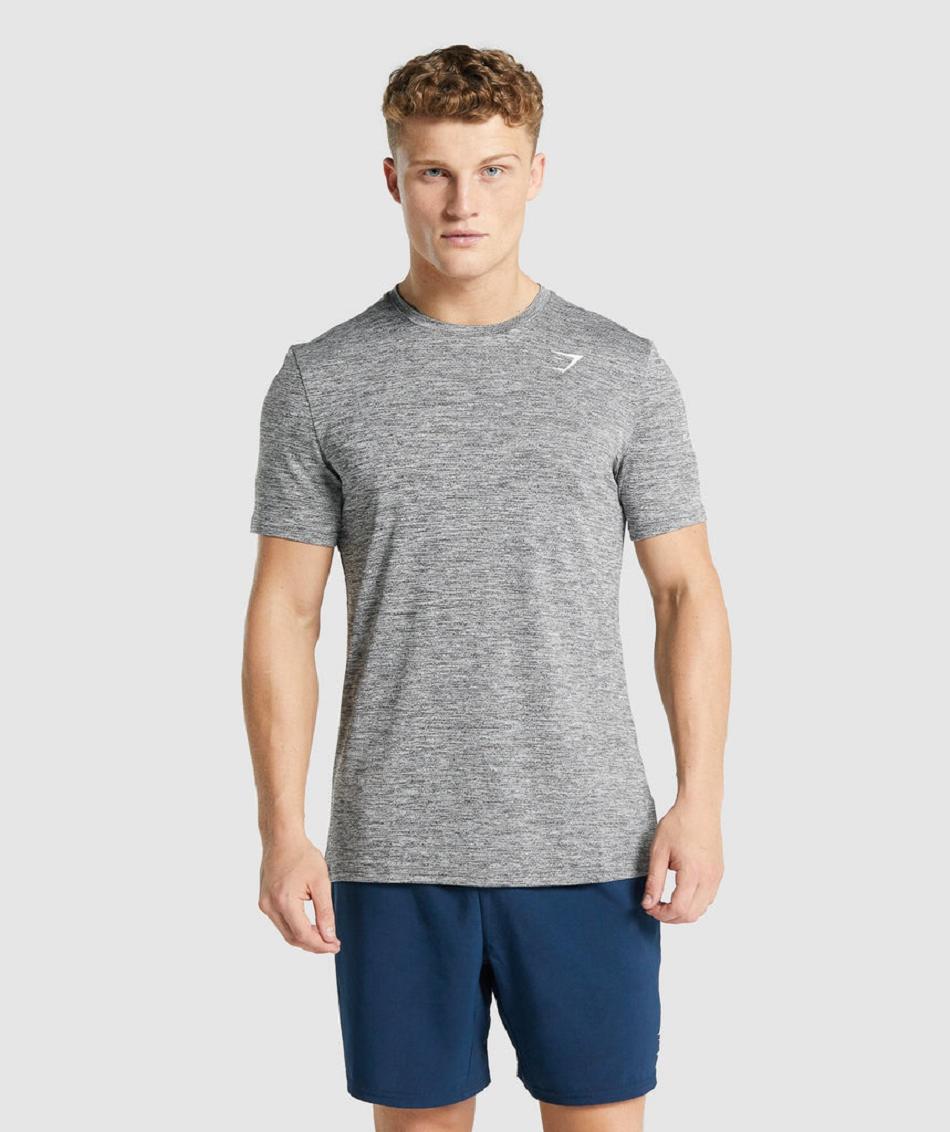 T Shirts Męskie Gymshark Arrival Marl Szare | PL 3859NWY